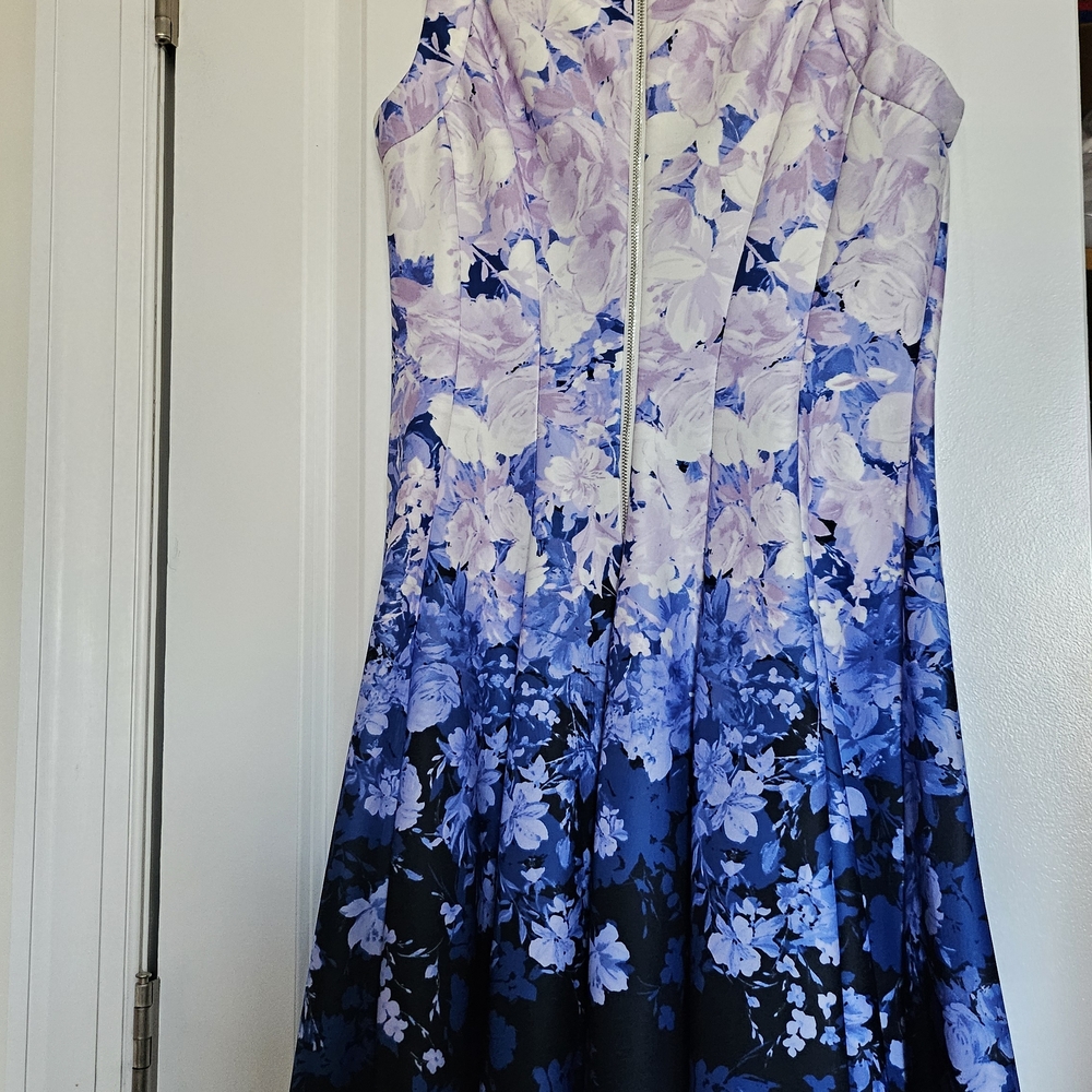 Gabby Skye Purple and Blue Floral Dress